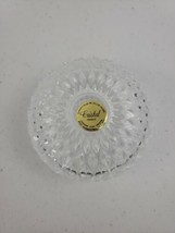 Cristal France Circle Lidded Trinket Box Genuine Lead Crystal 3.5” 24% PBO GC - £15.72 GBP