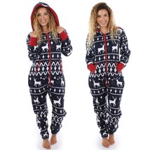 Women Long Sleeve Ladies 3D Christmas Elk Printed Jumpsuit Pyjamas Nightwear - £33.96 GBP
