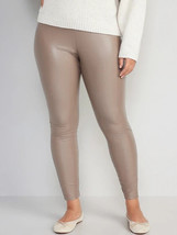 Old Navy High Rise Faux Leather Leggings Women XL Taupe Pull On Stretch NEW - £15.54 GBP
