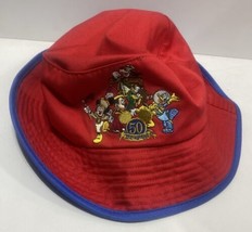 VTG Disneyland 50th Anniversary Red Blue Embroidered Bucket Hat Disney NWT NOS - $29.69