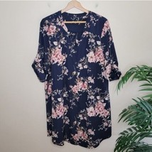 Stitch Fix 41 Hawthorn | Cristen Navy &amp; Pink Floral Shirt Dress Petite XLP - £33.16 GBP