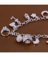 Charms Bracelet Plated Silver Lovely Chain Bracelet Jewelry - £4.78 GBP
