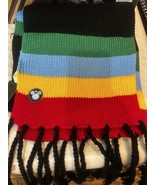 Disney Rainbow Striped Scarf Macys Mickey Mouse Black Fringe Multi-Color... - $27.71