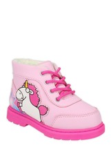 Toddler Girls Minions Fluffy Boots Size 7 8 9 10 11 or 12 Unicorn Pink - £12.02 GBP