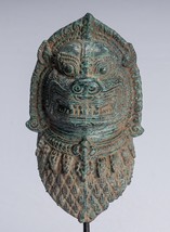 Ancien Khmer Style Bronze Montage Temple Guardian Ou Lion - 27cm/11 &quot; - £383.87 GBP