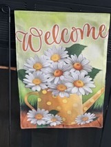 Welcome ~ Beautiful Daisy in a Watering Can Garden Flag ~ 12&quot; x 18&quot; ~ NEW! - £6.71 GBP