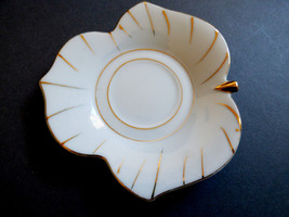 VTG made in Occupied Japan Demitasse Saucer white porcelain Gold Trim Le... - £14.24 GBP