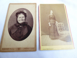 LOT OF 2 VINTAGE ANTIQUE PHOTOGRAPH CABINET PHOTO YOUNG &amp; OLDER WOMEN - $24.75