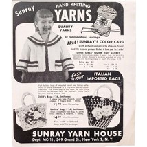1957 Sunray Yarn House New York City Advertisement Crafts Sewing Supply F7B - $19.99
