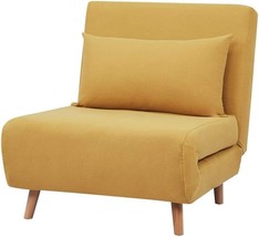 Gia Tri-Fold Convertible Polyester Sofa Bed Chair With Removable Pillow, Yellow - £257.18 GBP