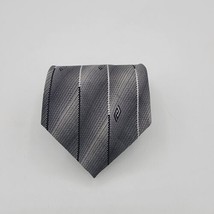 Mens Necktie Gently Used 100% Silk, Grey And Black Geometric Size 59 By ... - £5.43 GBP