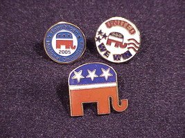 Lot of 3 Republican Party Lapel Pins, 2005 National Committee, United We Win - £7.15 GBP