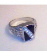 MEN&#39;S RING - BLACK ENAMEL AND RHINESTONES IN DIAGONAL ROW - ASSORTED SIZES - £7.99 GBP