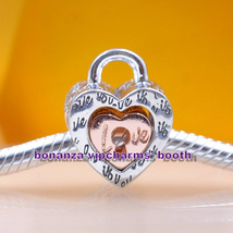2023 Valentine&#39;s Day Release Two-tone Padlock Splittable Heart Charm  - £13.27 GBP