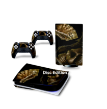 For PS5 Disc Edition Console &amp; 2 Controller Skull Aces Vinyl Wrap Skin Decal - £12.71 GBP