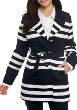 New Crown &amp; Ivy Navy Blue White Cotton Trench Coat Size Pl Pxl Petite $119 - £47.53 GBP