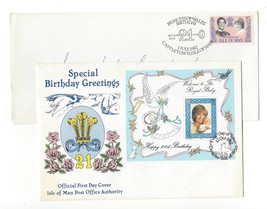 1982 Isle of Man 2 Princess Diana Birthday Covers SS FDC and Castletown Cover - £3.98 GBP