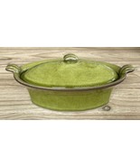 Jars Made In France Tanga Avocado Green 12&quot; Oval Covered Dish Bowl - £57.08 GBP