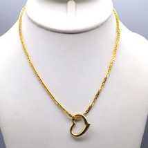 Vintage Open Heart Pendant on Gold Tone Square Link Chain Necklace - $25.16