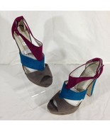 Shoes of Soul Women&#39;s Grey/Teal/Berry Fabric Stiletto Pumps/Shoes Size 8 - $17.76 CAD