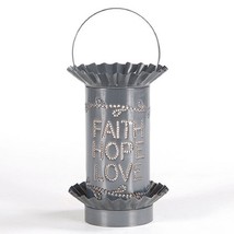 Electric Wax Warmer Handmade Tart Burner Faith Hope Love Punched Tin Scent Light - £27.88 GBP
