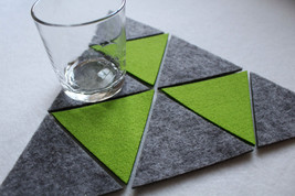 Mix Felt Coasters Simple Triangular Set of 7 Hand Made Craft Ireland - £7.65 GBP