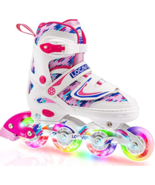 Locavun Adjustable Light up Inline Skates for Girls Hard Shell Roller Bl... - $68.53 CAD
