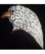 AMERICAN EAGLE Crystal Gold Plated Vintage BROOCH Pin - MASSIVE - £49.34 GBP