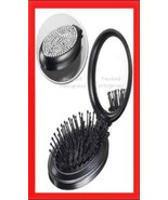 Hair SHIMMERING COMPACT TRAVEL BRUSH folding with Mirror &amp; RHINESTONES ~... - $20.24 CAD