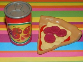 Vintage Fisher Price Fun W/ Food Stretch Pizza Pepperoni &amp; Cherry cola play food - £14.85 GBP