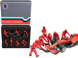 Formula One F1 Pit Crew 7 Figurine Set Team Red for 1/43 Scale Models American D - £46.53 GBP