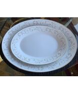 Two Noritake Japan ‘DUETTO’ 6610 Bone China 12” &amp; 16” OVAL Serving Platt... - $140.60 CAD