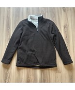 Orvis Men&#39;s Long Sleeve Sherpa Lined 1/4 Zip Brown Black Sweater Warm Co... - $54.14 CAD