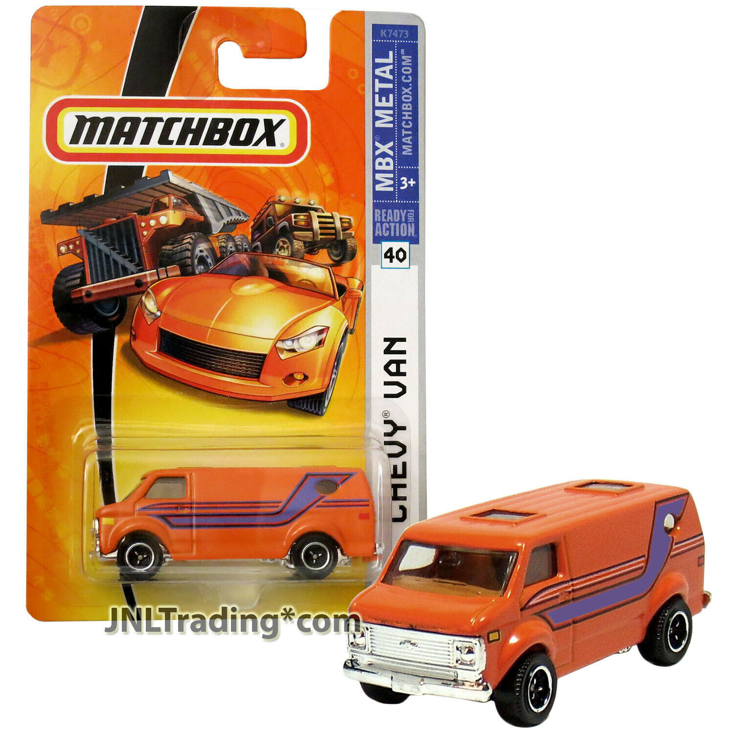Year 2007 Matchbox MBX Metal 1:64 Die Cast Car #40 - Orange Full Size  CHEVY VAN - $19.99