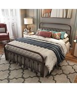 Metal Bed Frame Queen Size with Vintage Headboard - £121.97 GBP