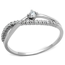 Dainty Infinity Shape Cross Over CZ Band 925 Sterling Silver Promise Bridal Ring - £58.43 GBP