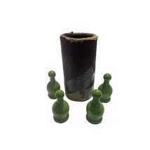 1939 Parcheesi Board Game Men Set of 4 and Shaker Cup  Green - $9.89