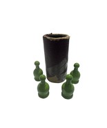 1939 Parcheesi Board Game Men Set of 4 and Shaker Cup  Green - £7.44 GBP