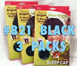 LOT OF 3 PACKS OF QFITT 3 IN 1 TRIPLE NUTRITION SLEEP CAP BLACK #821 - $7.59