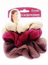 ANNIE 3 SCRUNCHIES BROWN BEIGE AND MAROON COLOR PONYTAIL HOLDER # 3374 - £1.55 GBP