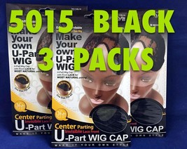 LOT OF 3 QFITT CENTER PARTING INVISIBLE LACE FRONT U PART WIG CAP #5015 - £12.78 GBP