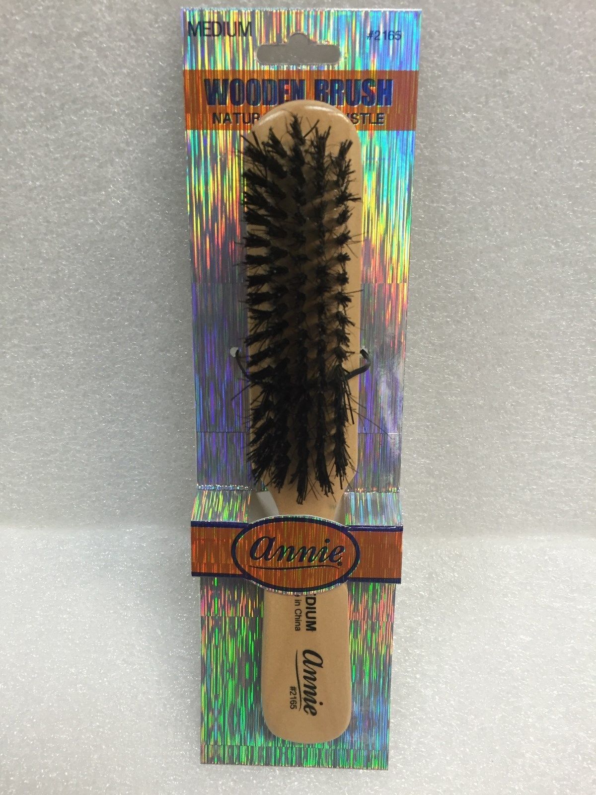 ANNIE WOODEN BRUSH NATURAL BOAR BRISTLE  #2165- MEDIUM - $1.99