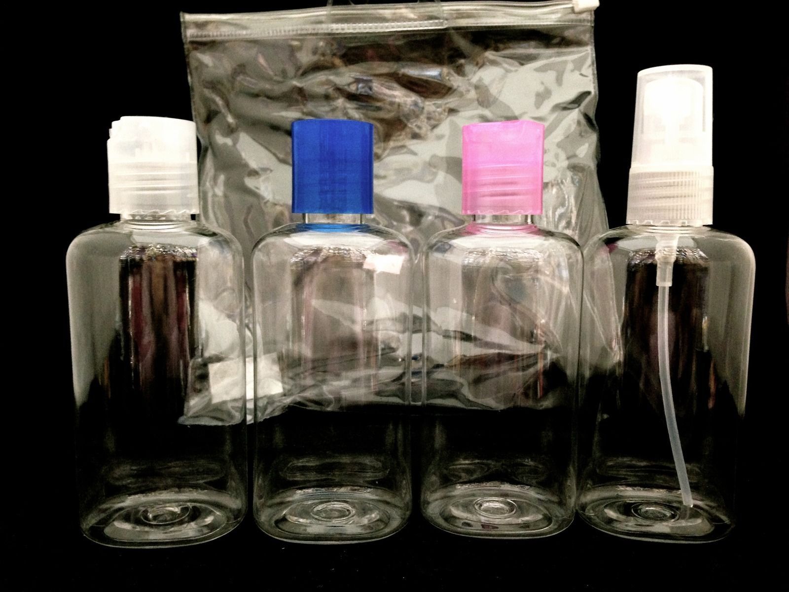 3 EMPTY BOTTLES &amp; 1 EMPTY SPRAY BOTTLE PERFECT FOR TRAVELING TRAVEL SIZE... - $3.29
