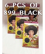 LOTS OF 6 QFITT ORGANIC ARGAN OIL TREATED SUPER JUMBO BLACK SATIN BONNET... - $19.99