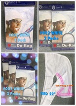 M &amp; M KING J TIE DOWN DU-RAG #002 WHITE CHOICCESM OF 1, 2 OR 3 PACKS - £1.10 GBP+