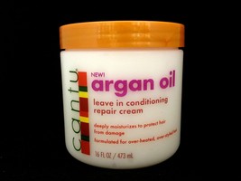 Cantu Argan Oil Leave In Conditioning Repair Cream Moisturizes Damaged Hair 16oz - £5.52 GBP