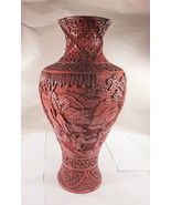 Superbe Ancien Grand Cinabre Sculpté Étui 16 &quot; Riche Couleur - $23,934.58 MXN