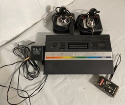 Vtg Atari Jr 2600 Game Console Black Rainbow 2 SunCom Controller Power S... - $43.37