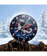 &quot;Silver Dragon Wall Clock with 2D Design - Fantasy Art Clock for Home an... - £16.95 GBP