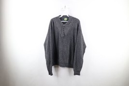 Vintage 90s Cabelas Mens XL Heavyweight Chunky Ribbed Knit Henley Sweater Gray - £46.47 GBP